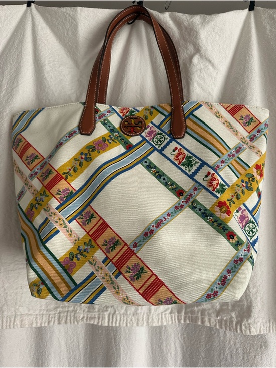 Tory Burch Handbags - Tory Burch Canvas Tote Ribbon Weave